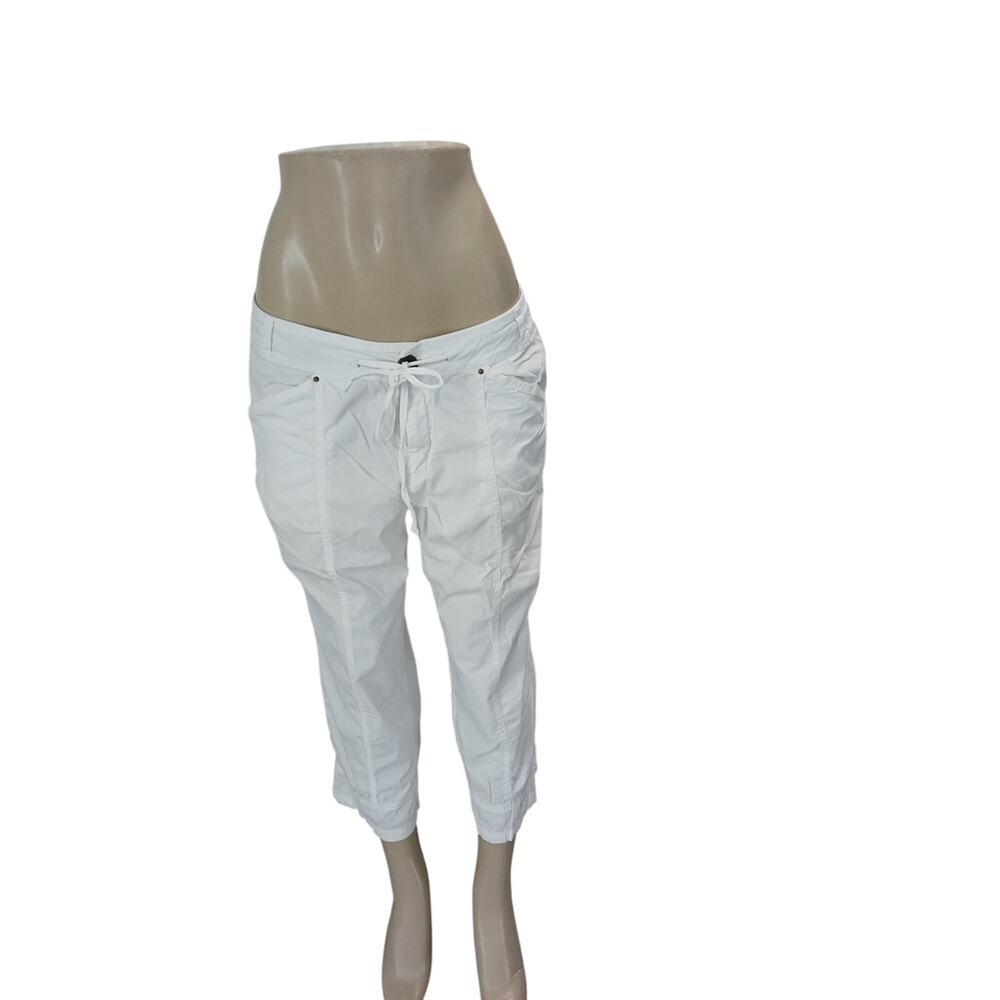 Fresh Produce White  Casual Crop Pants Elastic Waist Drawstring w/ Pockets 12